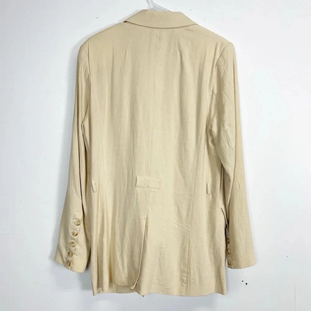 Free People Blazer Womens Size Medium Jacket Linen Olivia Button Up Sand Beige